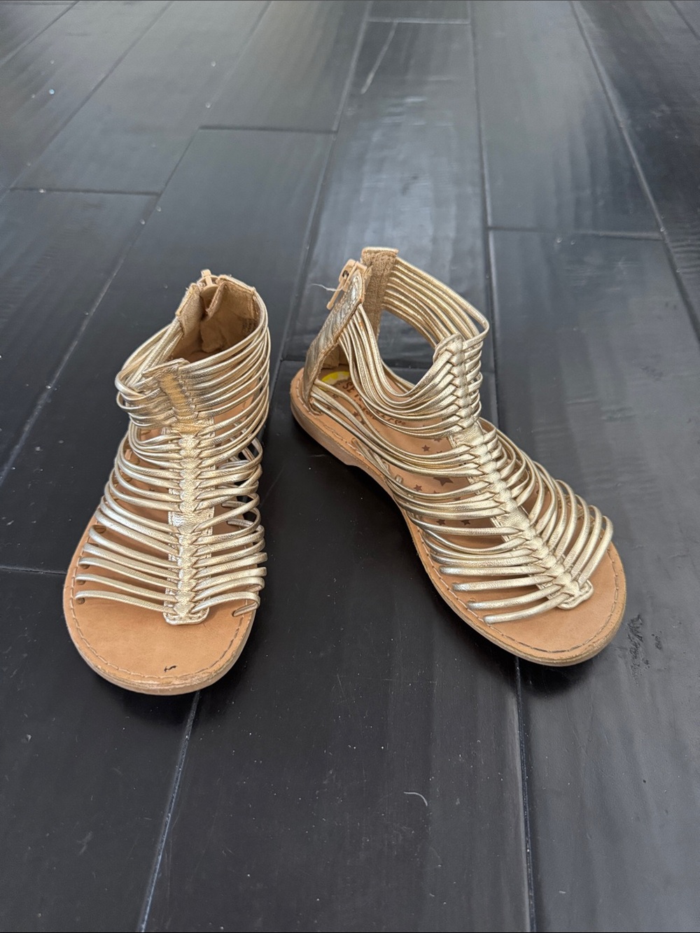 Seychelles Girls Metallic Gold Strappy Gladiator Sandals